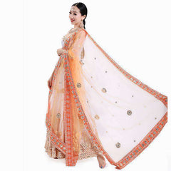 Yiman Indian Sari Scarf Mesh Embroidery Georgette Dubada Exotic Style