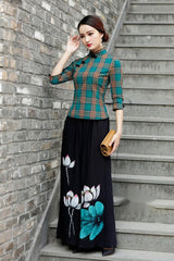 The Republic of China Style Improved Lattice Retro Tang Suit