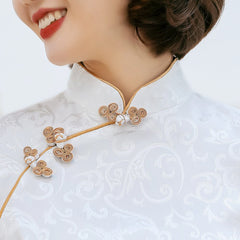 Spring and summer new slim cheongsam short improved four side elastic cheongsam girls' performance top suit in the Republic of China