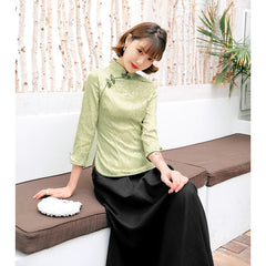 Spring and summer new slim cheongsam short improved four side elastic cheongsam girls' performance top suit in the Republic of China