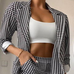 European And American Women's Clothing Houndstooth Blazer