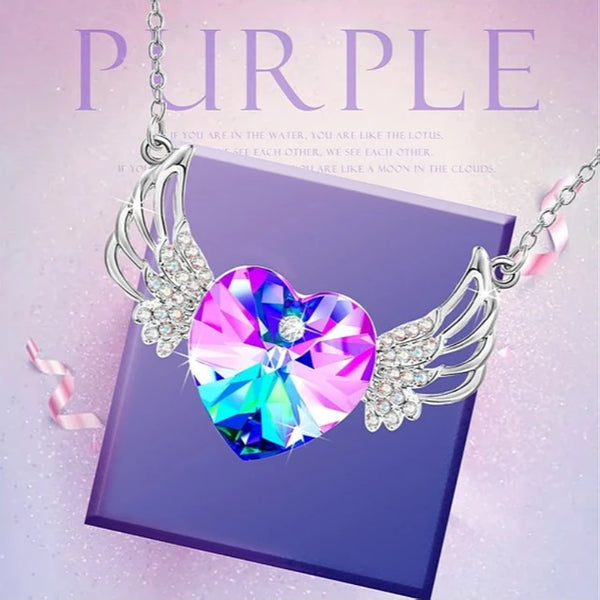 Angel Heart Crystal Pendant Chain Necklace