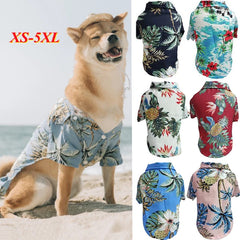 Hawaiian Print Patern Dog Cat Dress Down Shirt