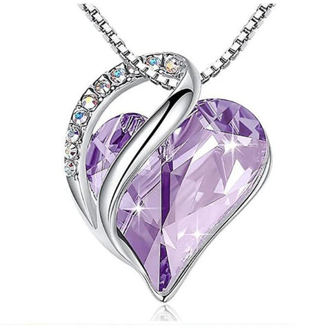 Fashion Silver Love Heart Crystal Pendant Necklace Any Occasion Gift Piece