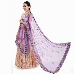 Yiman Indian Sari Scarf Mesh Embroidery Georgette Dubada Exotic Style