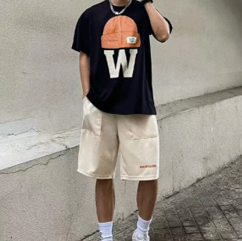 Shorts Men's China-Chic Hip Hop Drawstring Sports Straight Crops