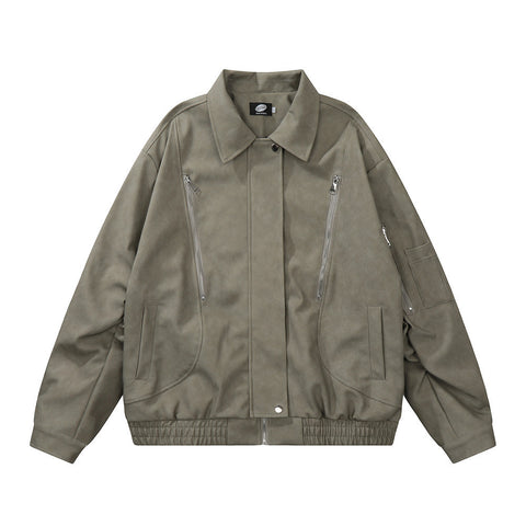 American Retro Motorcycle Clothing Leather Coat