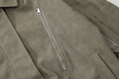 American Retro Motorcycle Clothing Leather Coat