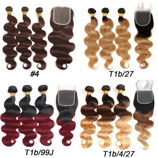Brazilian Ombre Body Wave Bundles With Closure