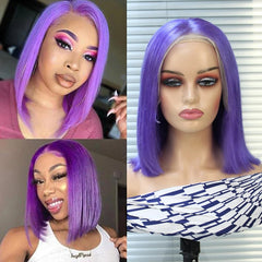 Straight Bob Lace Front Wig Colored Human Hair 13x4 Short