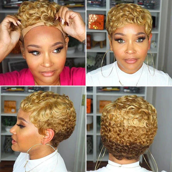 Curly Pixie Cut Synthetic Bob Wig Short Hair