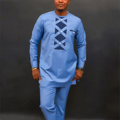 African Men's Native Disigner Clothing Tunic Ethnic Style 2pcs Dashiki Pants Sets Traditional Outfit Kaftan