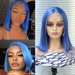 Straight Bob Lace Front Wig Colored Human Hair 13x4 Short