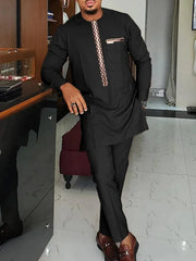 2024 New Dashiki Style Men's Suit African Traditional Clothing Elegant Two-piece Suit for Party