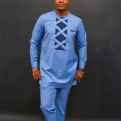 African Men's Native Disigner Clothing Tunic Ethnic Style 2pcs Dashiki Pants Sets Traditional Outfit Kaftan