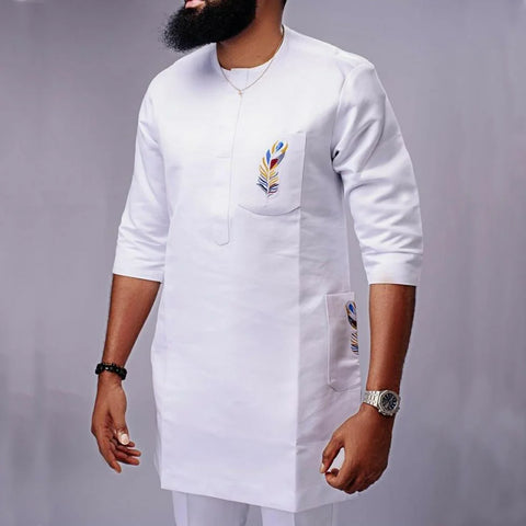 African Men's Native Disigner Clothing Tunic Ethnic Style 2pcs Dashiki Pants Sets Traditional Outfit Kaftan