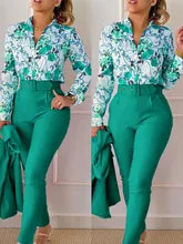  Unique Glamor Style Ladies Fashion 2PC V Neck Floral Set – Elegant, trendy, and comfortable floral outfit for any occasion