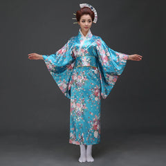 Fashion National Trends Women Sexy Kimono Yukata With Obi Novelty Evening Dress Japanese Cosplay Costume Floral One Size