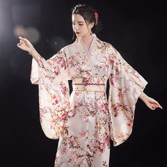 Fashion National Trends Women Sexy Kimono Yukata With Obi Novelty Evening Dress Japanese Cosplay Costume Floral One Size