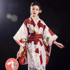 Fashion National Trends Women Sexy Kimono Yukata With Obi Novelty Evening Dress Japanese Cosplay Costume Floral One Size