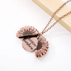 You Are My Sunshine Sunflower Locket Pendant Necklace Wife Daughter featuring sunflower locket with engraved message