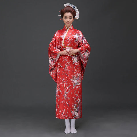 Fashion National Trends Women Sexy Kimono Yukata With Obi Novelty Evening Dress Japanese Cosplay Costume Floral One Size