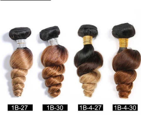 Ombre Peruvian loose wave bundles with closure human hair laid flat