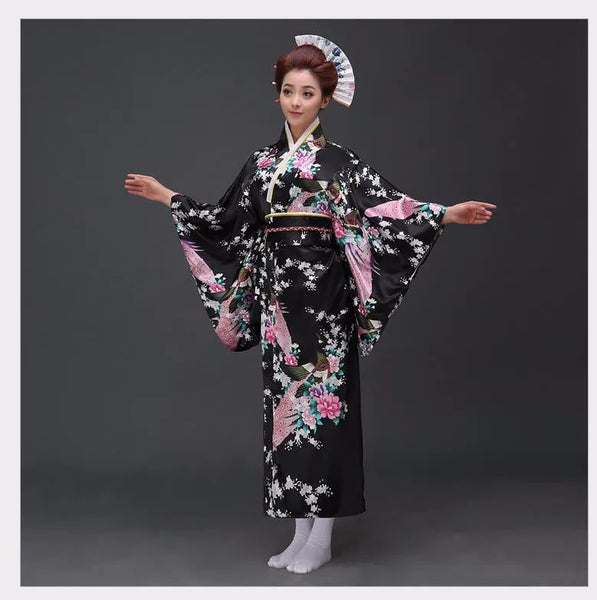 Fashion National Trends Women Sexy Kimono Yukata With Obi Novelty Evening Dress Japanese Cosplay Costume Floral One Size