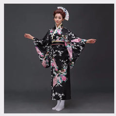 Fashion National Trends Women Sexy Kimono Yukata With Obi Novelty Evening Dress Japanese Cosplay Costume Floral One Size