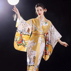 Fashion National Trends Women Sexy Kimono Yukata With Obi Novelty Evening Dress Japanese Cosplay Costume Floral One Size