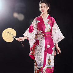 Fashion National Trends Women Sexy Kimono Yukata With Obi Novelty Evening Dress Japanese Cosplay Costume Floral One Size