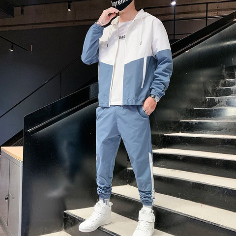 2025 Men Tracksuit Casual Joggers Hooded Sportswear Jackets And Pants 2 Piece Sets Hip Hop Running Sports Suit