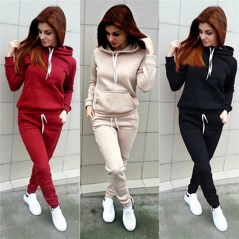 Winter 2019 Women 2 Piece Clothes Sweater Suit Sportswear=