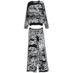 Hong Kong Style Retro Suit Pant Early Autumn New Women's Online Red Fashion Temperament Leisure Sports Two-piece Set