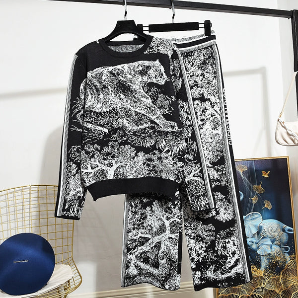 Hong Kong Style Retro Suit Pant Early Autumn New Women's Online Red Fashion Temperament Leisure Sports Two-piece Set