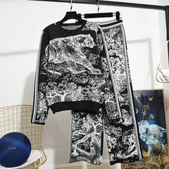 Hong Kong Style Retro Suit Pant Early Autumn New Women's Online Red Fashion Temperament Leisure Sports Two-piece Set