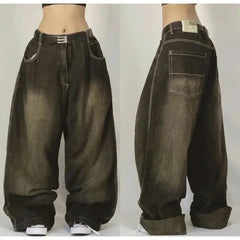 Streetwear Fashion Multi-pocket Washed Baggy Jeans Men And Women Y2K Hip-hop Harajuku Gothic High Waist Wide Trouser