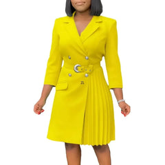 2025 Summer Autumn 3/4 Sleeve Elegant Midi Dress Women's Clothing Casual Party Work Evening Office Lady A-Line Dresses