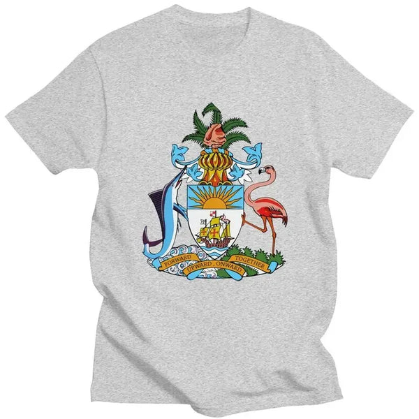 Graphic Tee Short Sleeved T-shirt Slim Fit Clothing Gift Sweatshirt Coat Of Arms Of The Bahamas T Shirt Men Pure Cotton Tshirt