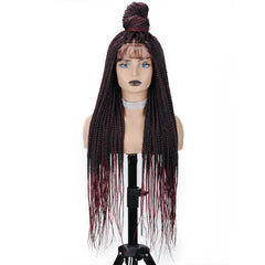 36" Full Lace Braided Wigs Synthetic Hair Box Braids Knotless Braided Wigs For African Women