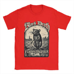 Men's Black Death European Tour 1347-1351 T Shirts 100% Cotton Clothing Funny Round Neck Tee Shirt New Arrival T-Shirts
