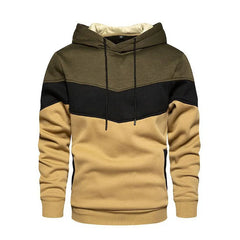 Men's Patchwork Hoodie Outdoor Casual Sportswear Street Fashion Men's Fleece Thermal Hooded Sweatshirt