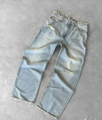 Baggy Jeans Men Y2k Hip Hop Retro Oversized Embroidery Pants Harajuku Gothic Wide Leg Streetwear
