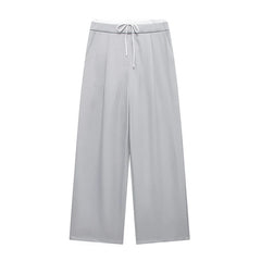 Willshela Fashion Solid Lace Up Side Zipper Straight Pants Vintage Elastic High Waist Chic Trousers