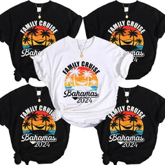 Bahamas Vacation Party Tees Shirt Graphic Y2k Tops Family Cruise 2024 Summer Matching T-Shirt Summer Trip Ship  Unisex Clothing