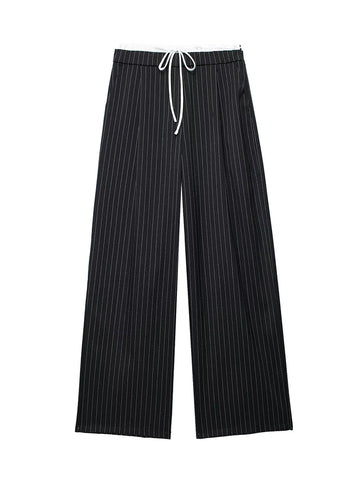 Willshela Fashion Solid Lace Up Side Zipper Straight Pants Vintage Elastic High Waist Chic Trousers