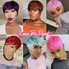 Brazilian Remy Short Pixie Cut Human Hair Glueless Wig