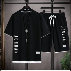 2024 Men's Summer Waffle Set Brand Fashion Casual T-shirt+Shorts Set Men's Sports Set Loose ComfortableSlow RunningQuick Dr