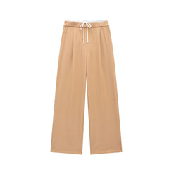 Willshela Fashion Solid Lace Up Side Zipper Straight Pants Vintage Elastic High Waist Chic Trousers