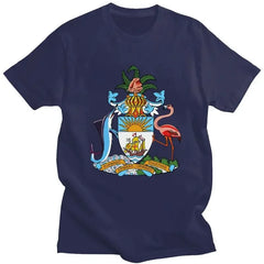 Graphic Tee Short Sleeved T-shirt Slim Fit Clothing Gift Sweatshirt Coat Of Arms Of The Bahamas T Shirt Men Pure Cotton Tshirt